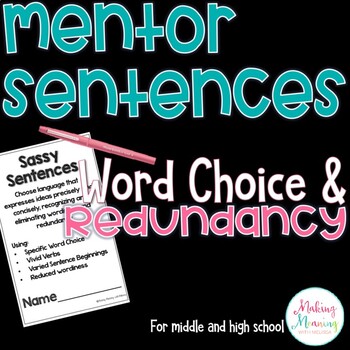 Preview of Mentor Sentences - Word Choice and Redundancy