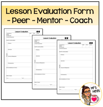 Preview of Mentor Teacher - Lesson Evaluation Form
