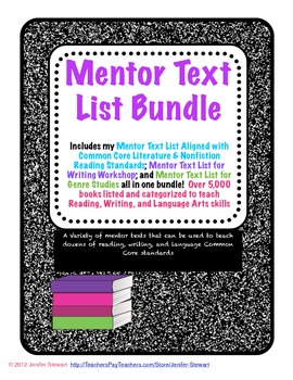 Preview of Mentor Text List Aligned with CCSS for Reading, Writing & Genres(Bundled)