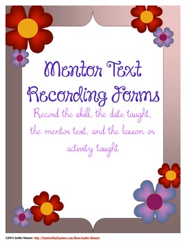 Preview of Mentor Text Recording Forms for Tracking Common Core Standards