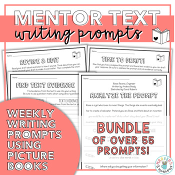 Preview of Mentor Text Writing Prompts Year Long BUNDLE (55+ Prompts!)