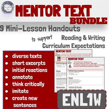 Preview of Mentor Texts ENL1W Bundle- 9 Lessons using Diverse Texts to Explore Writing