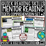 Mentor Texts Reading Comprehension Passages Skills 3rd 4th