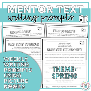 Preview of Mentor Texts Writing Prompts (Theme: Spring)