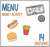 Menu Activity | Menu Math | Simple Math Activities | Food Math | Money Math