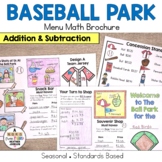 Menu Math Baseball Stadium Brochure Adding and Subtracting