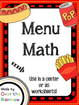 Preview of Menu Math Currency Addition Practice *To the Penny