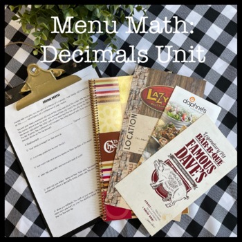 Preview of Menu Math: Decimals Unit