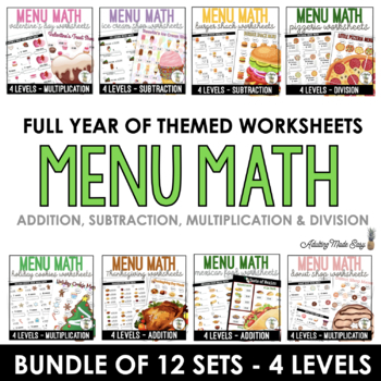 Preview of Menu Math Full Year Bundle