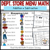 Menu Math Real World Money Shopping Addition Subtraction P