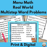 Menu Math Real World Multistep Word Problems and Project