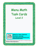 Menu Math Task Cards - Level 2