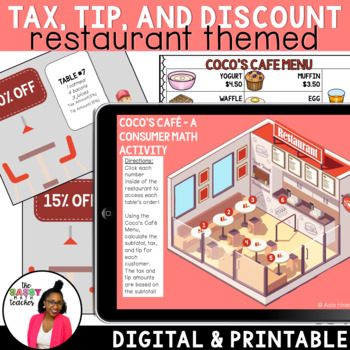 Preview of Menu Math Tax Tip Discount Activity