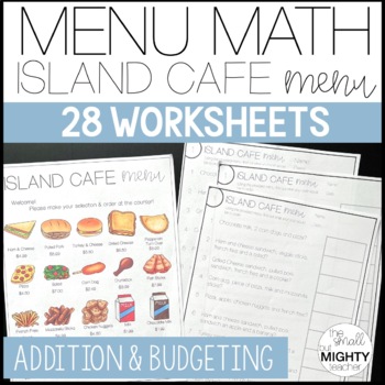 Preview of Menu Math Worksheets - the Island Cafe