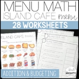 Menu Math Worksheets - the Island Cafe