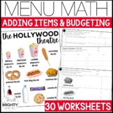 Menu Math Worksheets - the Hollywood Theatre