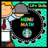 Life Skills Menu Math and Money Practice: Starbucks