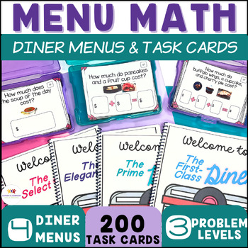 Preview of Menu Math for Real Life Money Skills in Special Education - Diner Menus