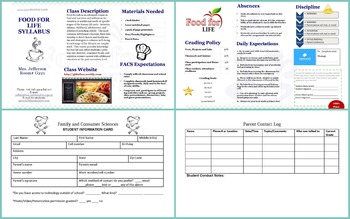 Preview of Menu Theme Syllabus (Fully Editable) with free Student Info Card Template