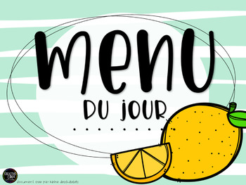 Preview of Menu du jour - 18 étiquettes de citrons - Modifiable!