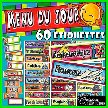 Preview of Menu du jour : Horaire , rentrée scolaire