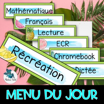 Preview of Menu du jour  tropical thème de classe