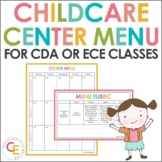 Menu for Childcare | Early Childhood Education 2 | CDA