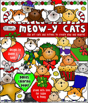 Preview of Meow-y Christmas - Holiday Cats Clip Art Download