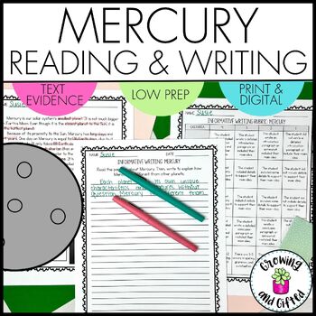 Preview of Mercury Informative Writing Prompt with Reading Comprehension and Text Evidence