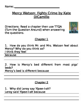 Preview of Mercy Watson Fights Crime Comprehension Questions