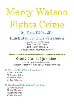 Preview of Mercy Watson Fights Crime by Kate DiCamillo; Multiple-Choice Quiz w/Answer Key