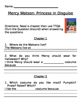 mercy watson princess in disguise comprehension