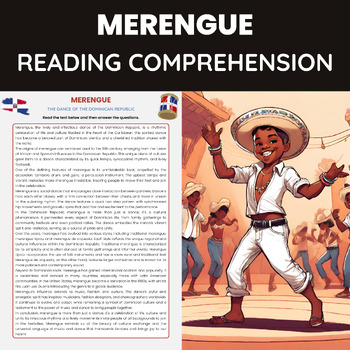 Preview of Merengue Dance Hispanic Heritage Reading Comprehension | History of  Merengue