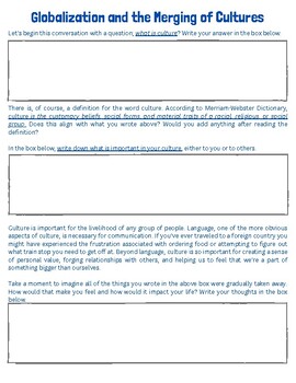 Preview of Culture and Immigration Info-Sheets **Social Justice Lens**