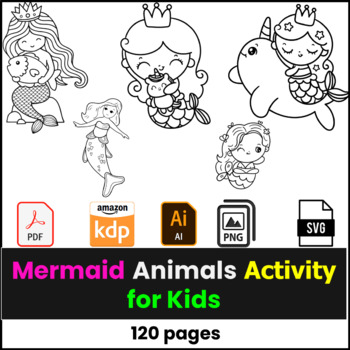 Preview of Mermaid Activity Pages for Kids: Dot to Dot / Scissor Skills /Coloring Pages....