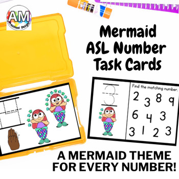 Preview of Mermaid American Sign Language (ASL) Numbers 0 - 20 Tracing Task Cards