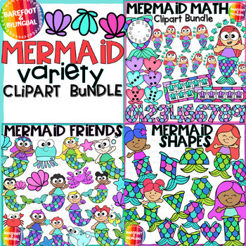 Preview of Mermaid Clipart Bundle - Math Clipart - Shape Clipart & More!