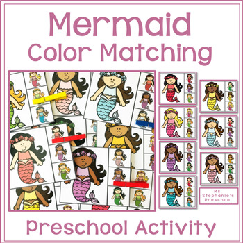 Preview of Mermaid Color Matching Preschool Activity