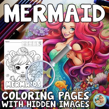 Preview of Mermaid Coloring Pages | Hidden Pictures | Summer Coloring Sheets | Activities