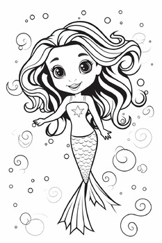 Mermaid Coloring Book/illustrations/digital Download 