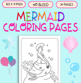 Preview of Mermaid Coloring Pages - Mermaid Coloring Worksheet