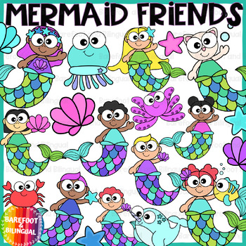 Preview of Mermaid Friends Clipart