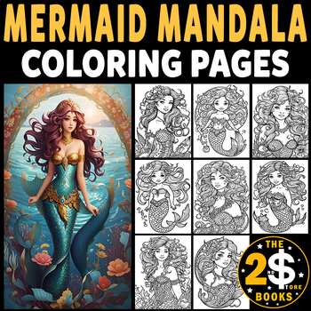 Preview of Mermaid Mandala Coloring Book – 10 Pages