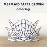 Mermaid Paper Crown Printable Coloring Craft Activity for kids
