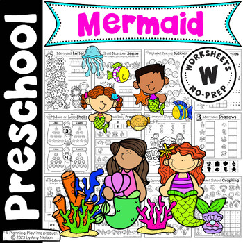 Preview of Mermaid Preschool Worksheets