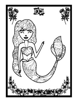 mermaid princess and unicorn mandala coloring pages sheets pdf printable page