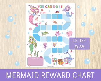 Preview of Mermaid Reward Chart, Sticker Chart, Behavior, Goals, Potty Training Chart