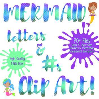 Preview of Mermaid Scale Foil Letters and Numbers Clip Art