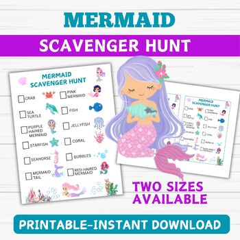 Preview of Mermaid Scavenger Hunt- Indoor Scavenger Hunt for Kids