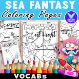 Mermaid Sea Fantasy Coloring Pages & Writing Paper Art Act